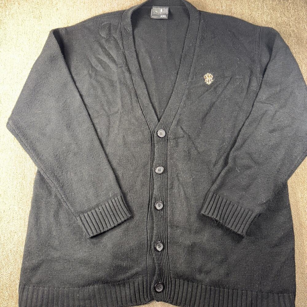 Vintage Southpole Y2K Cardigan Sweater 2XL Acrylic Black Streetwear Men’s Ribbed